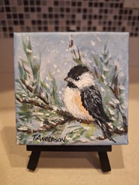 Image 1 of Winter Chickadee" Miniature Painting
