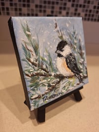 Image 2 of Winter Chickadee" Miniature Painting