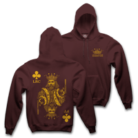 Image 1 of LRC X FT - KING HEAVYWEIGHT HOODIE - MAROON/VARISTY GOLD 