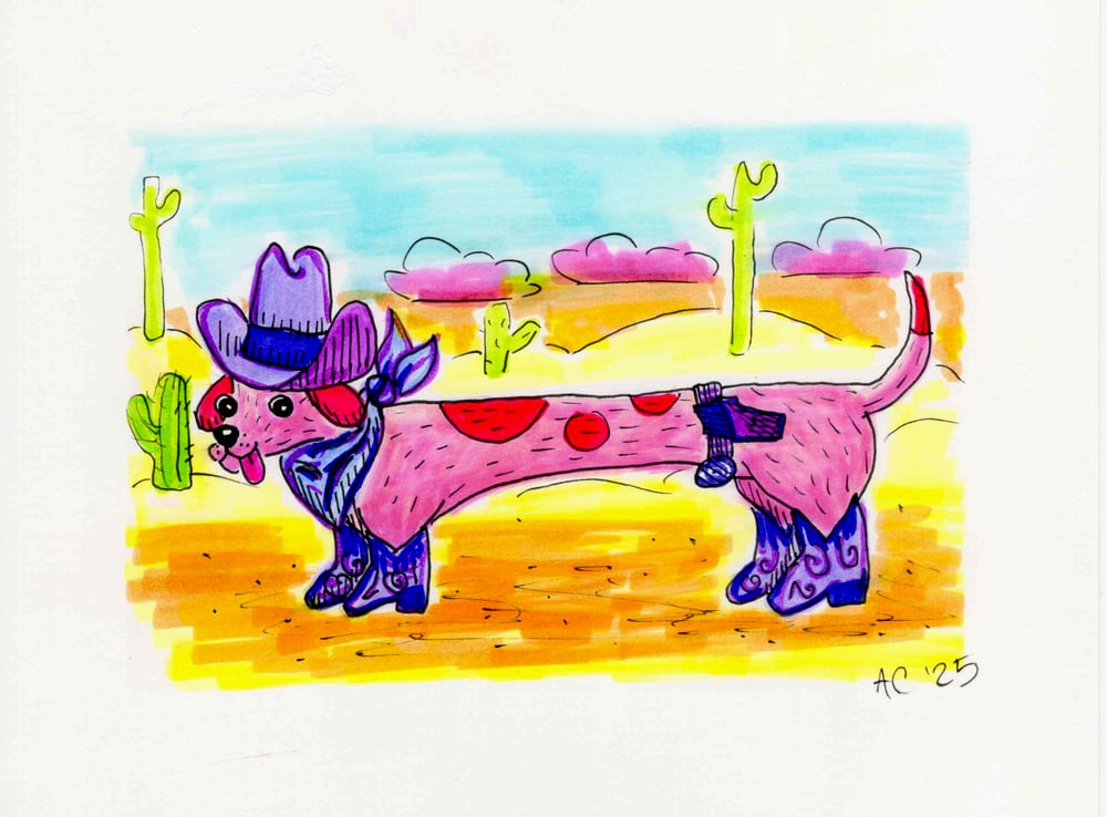 Image of Cowboy Weiner Dog Original