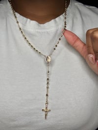 Image 2 of Golden Diamond-Cut Rosary Necklace