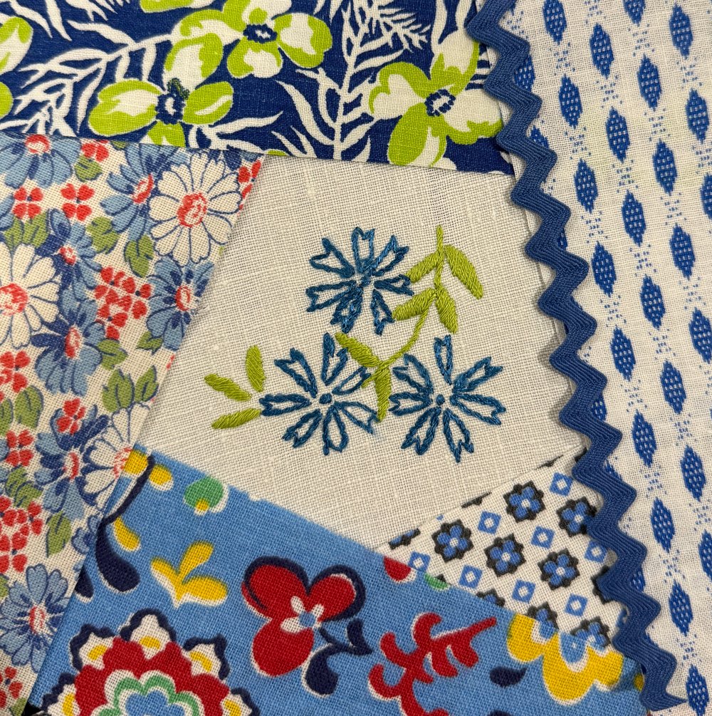 Image of BLUE floral pincushion kit (PLEASE limit one per person)