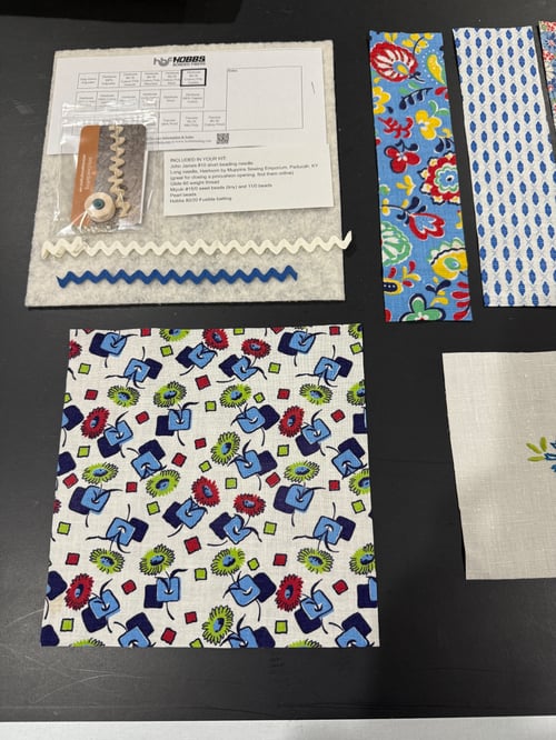 Image of BLUE floral pincushion kit (PLEASE limit one per person)