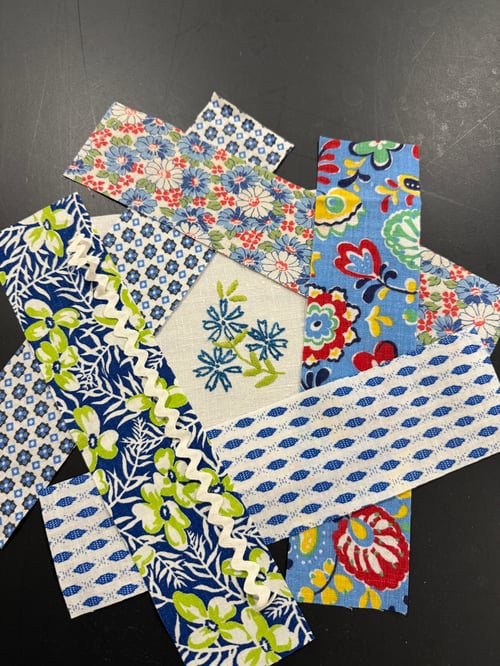 Image of BLUE floral pincushion kit (PLEASE limit one per person)