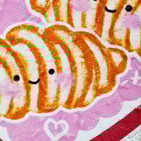 Image 4 of Kawaii Dessert Valentine Heart Illustration Canvas Messenger Tote Bag "Guyuria Love Me?"