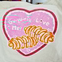 Image 3 of Kawaii Dessert Valentine Heart Illustration Canvas Messenger Tote Bag "Guyuria Love Me?"