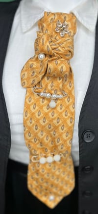 Image 1 of Yellow Women’s Necktie with Tan/Brown Accent Colors 