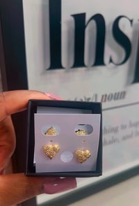 Gold Heart Nugget Earrings -Small