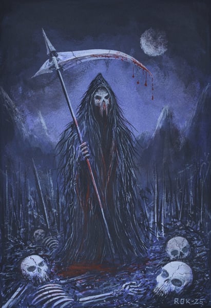 Image of THE LONE REAPER - small original painting 