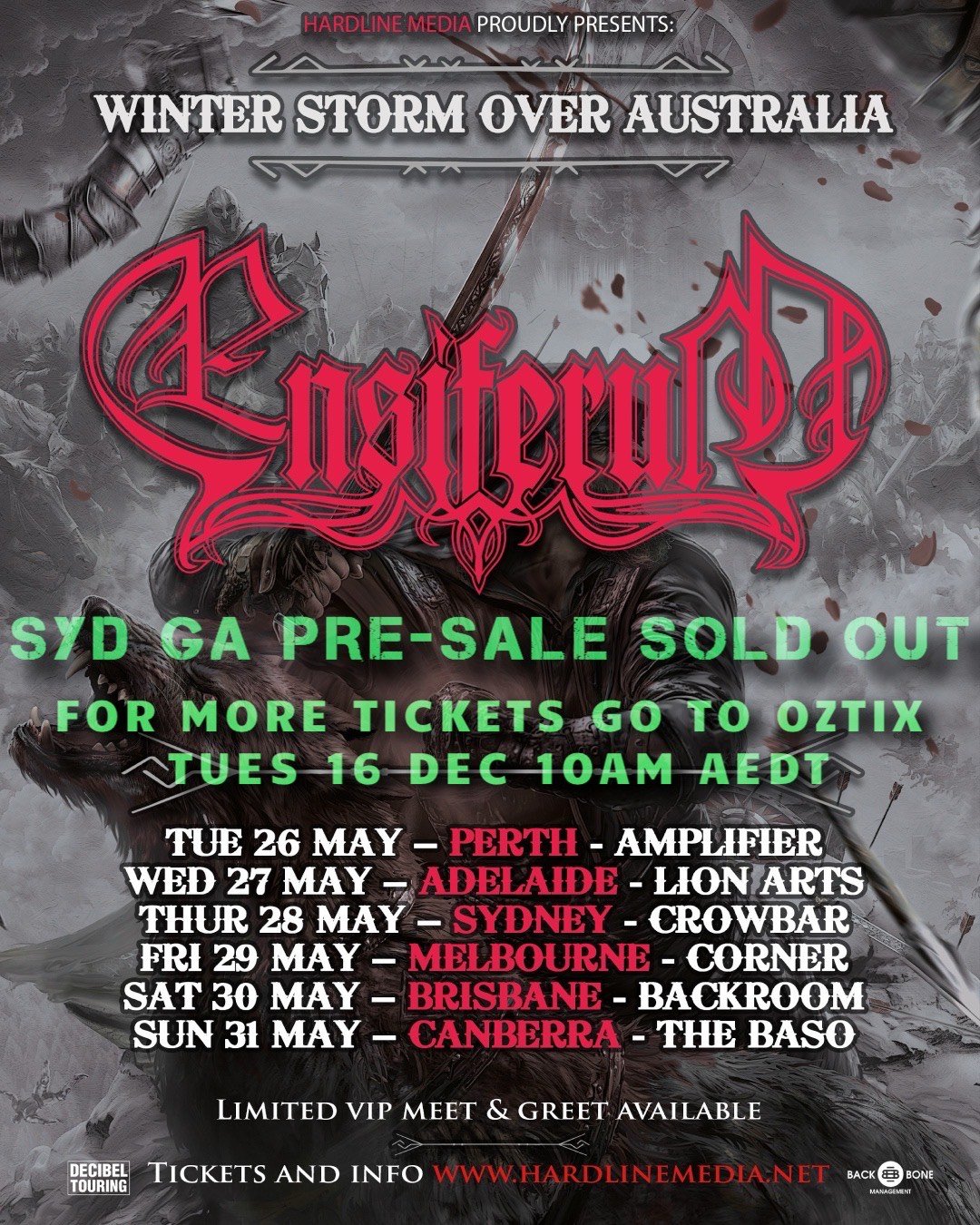 Image of ENSIFERUM - SYDNEY - CROWBAR - THUR 28 MAY - GA PRESALE