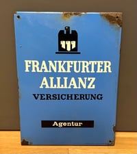 Image 1 of Vintage (ca. 1950s) German Frankfurt Insurance Agency (Enamel) Sign