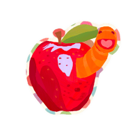 APPLE WORM STICKER