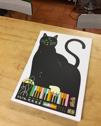 Image 2 of 'Cat on a Synthesizer' A3 Risograph