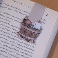 Image 1 of Magnetic Bookmark--Swoopy Ghost and Capybara in Hot Tub