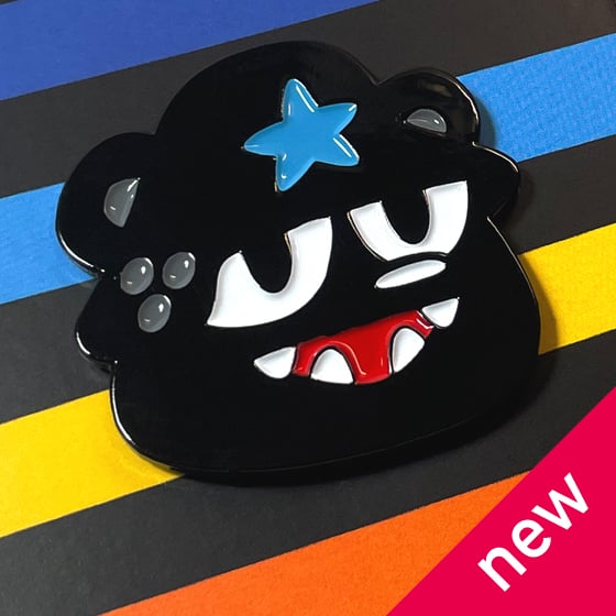 Image of Bear Head Black / pin & sticker set