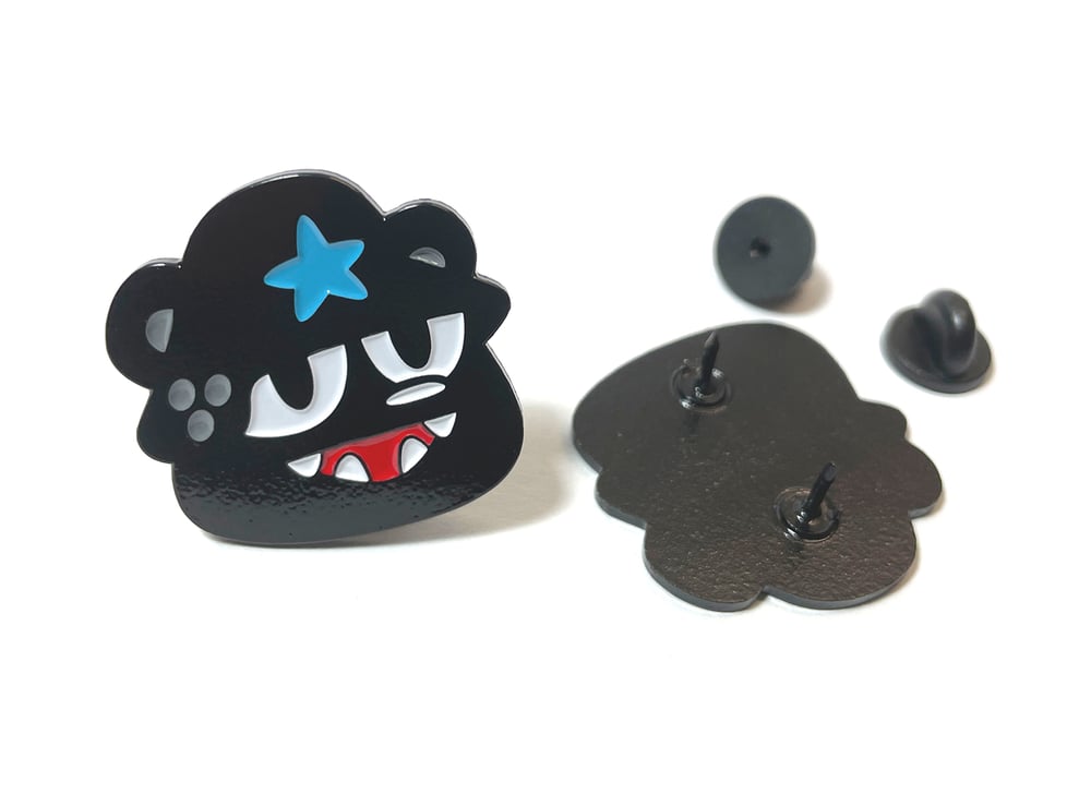 Image of Bear Head Black / pin & sticker set