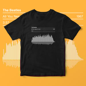 Image of The Beatles All You Need Is Love Song Graphic Sound Wave T-Shirt
