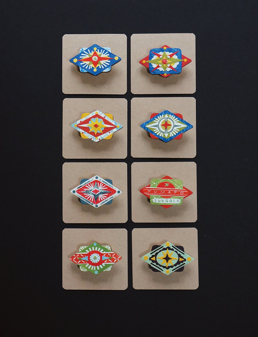 Image of Wearable Collages - Folk Art Inspired Brooches