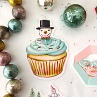 Image 2 of Snowman cupcake sticker 