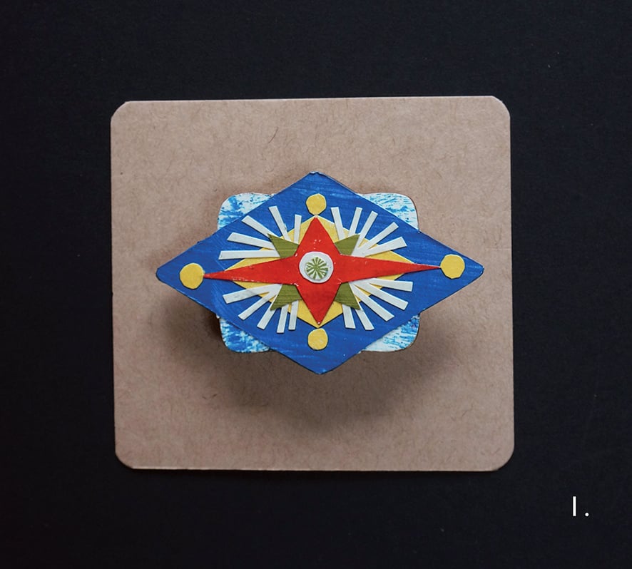 Image of Wearable Collages - Folk Art Inspired Brooches