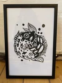 Image 2 of "Fischlis" Linoprint