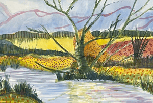 Image of Waveney Willow Original Painting - framed & glazed