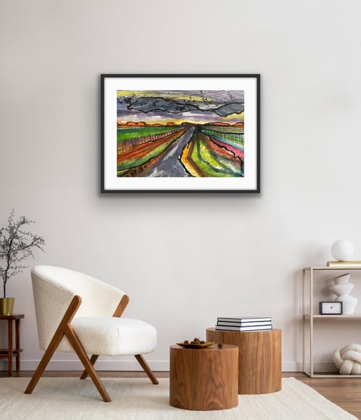 Image of Marsh Storm I Original Painting - framed & glazed