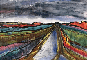 Image of Marsh Storm II Original Painting - framed & glazed