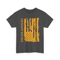 Image 5 of Highlanders Distressed Flag T‑Shirt — Vertical Orange American Flag Design