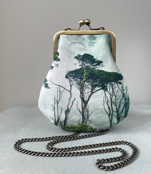 Image of Scots pines, crossbody velvet bag - fits phone