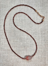 AAA Tiny Sparkling Garnet, Lepidocrocite in Quartz Necklace