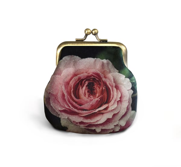 Image of Winter rose, velvet kisslock coin purse