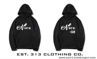 Image 1 of NICE AND NICE-ISH SANTA HAT CHRISTMAS HOODIES BLACK/WHITE