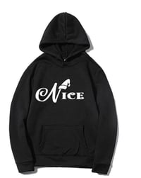 Image 2 of NICE AND NICE-ISH SANTA HAT CHRISTMAS HOODIES BLACK/WHITE