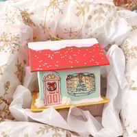 Image 8 of Red roof Christmas cottage ornament 