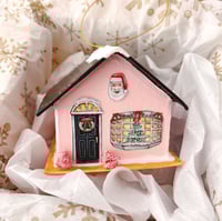 Image 8 of Black roof Christmas cottage ornament 