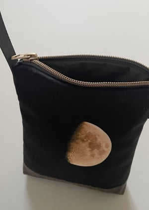 Image of Moon, crossbody velvet and waxed canvas phone bag