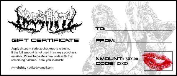 Image of GIFT CERTIFICATE *LIMITED DEALS!*