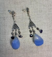 Blue Chalcedony, Iolite, and Sterling Earrings