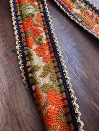 Image 4 of Artisan Crochet Vintage Fabric Tapestry Purse Orange Floral