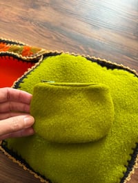 Image 7 of Artisan Crochet Vintage Fabric Tapestry Purse Orange Floral