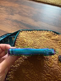 Image 4 of Artisan Crochet Vintage Fabric Purse Blue Paisley