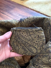 Image 8 of Artisan Crochet Vintage Fabric Patchwork Tapestry Purse Mustard with Purple