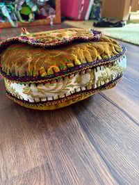 Image 9 of Artisan Crochet Vintage Fabric Gold Damask Tapestry Purse 