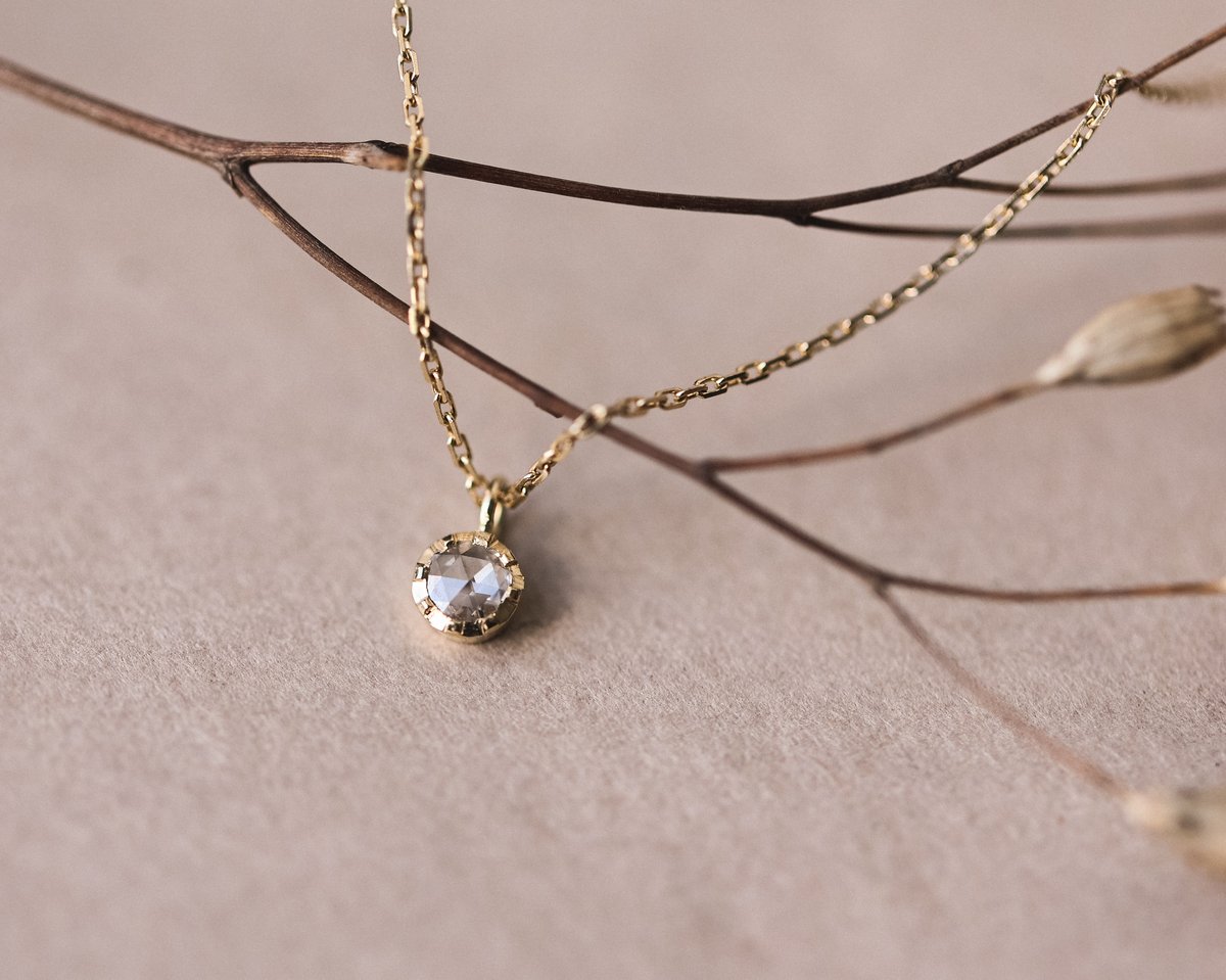 Image of 18ct yellow gold 3.0mm rose-cut diamond necklace 