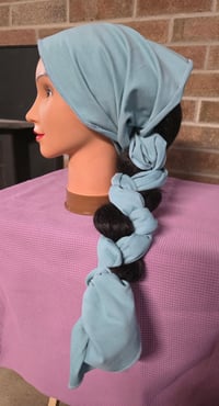 Image 1 of Pure Certified Organic Cotton Headscarf- Soft Aqua