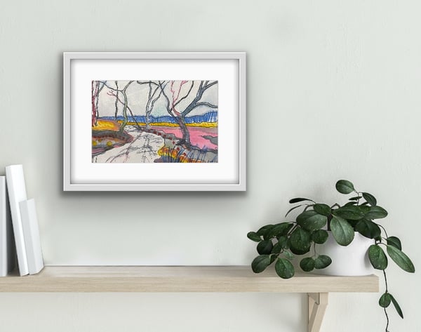 Image of Waveney Marsh Original Painting - framed & glazed