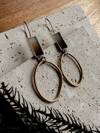 Image 1 of Dendritic agate mixed metal hoops