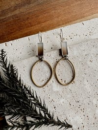 Image 2 of Dendritic agate mixed metal hoops