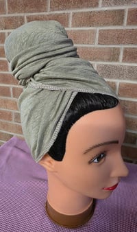Image 1 of Pure Linen Headscarf in Sage Green 